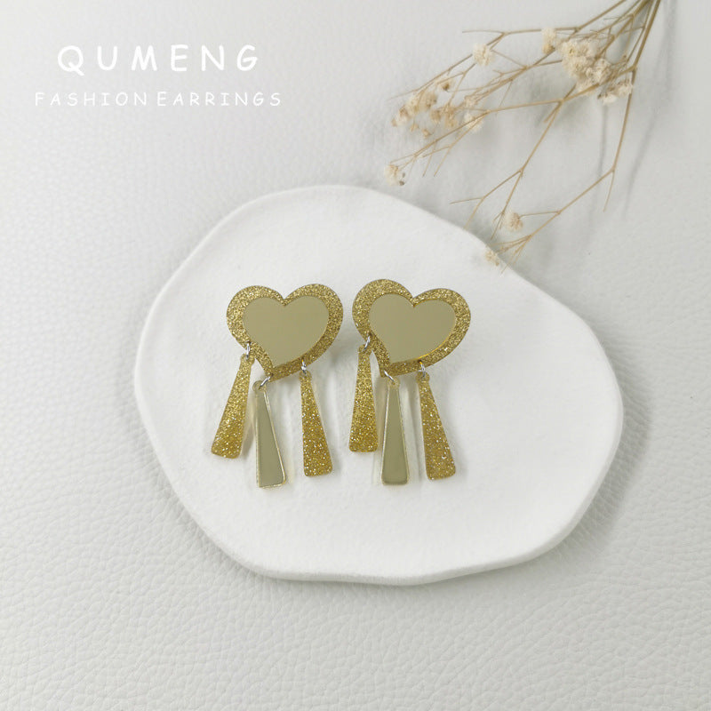 Acrylic Love Gold Sequin Earrings (Minimo de Compra 2) MYA-QingM020