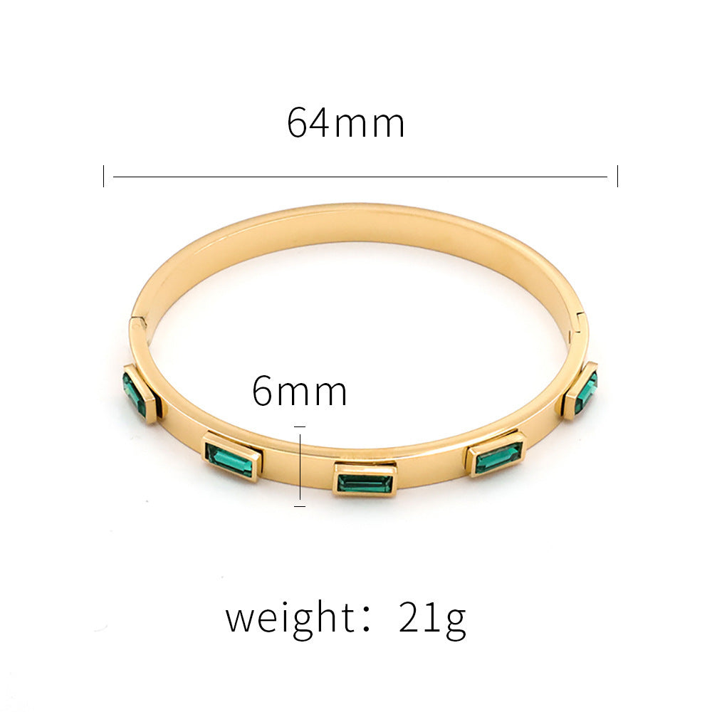 Stainless steel gold-plated open set zircon bracelet MYA-XuanJ020