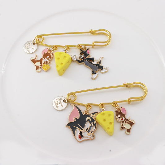 Alloy cartoon cat mouse Jerry brooch (Minimo de compra 3) MIC-QiC001