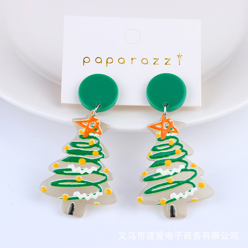 Acrylic Christmas Tree Gift Socks Earrings MIC-DuA069