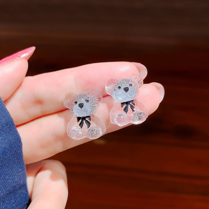 Alloy transparent bear earrings MIC-SYN003