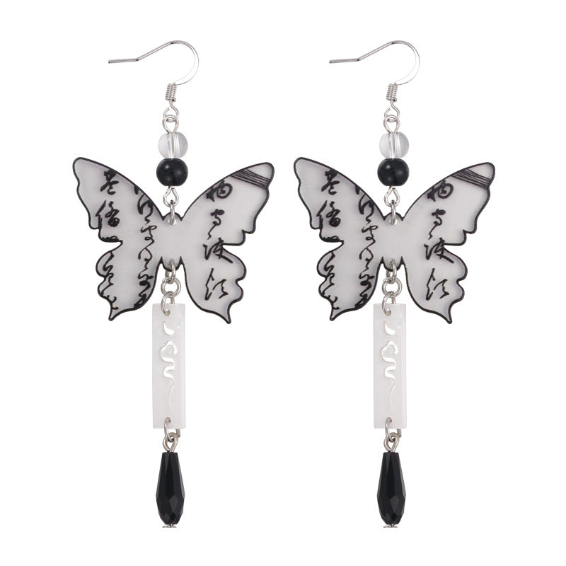 Alloy Ink Painting Butterfly Earrings MIC-MiS013