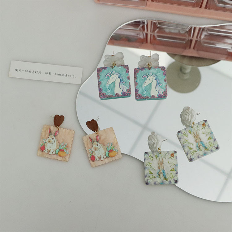 Alloy cartoon rabbit heart earrings MIC-QingJ035