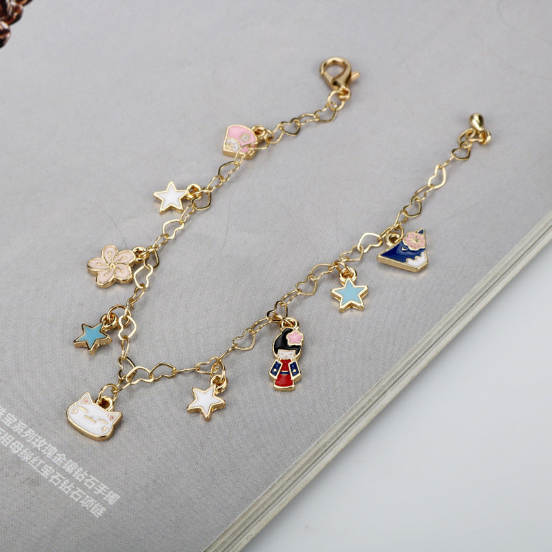 Alloy Little Flower Star Cat Bracelet MIC-AiWen003