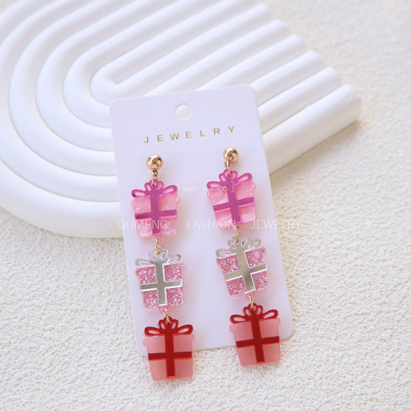 Acrylic Pink Gift Earrings MYA-OuG084