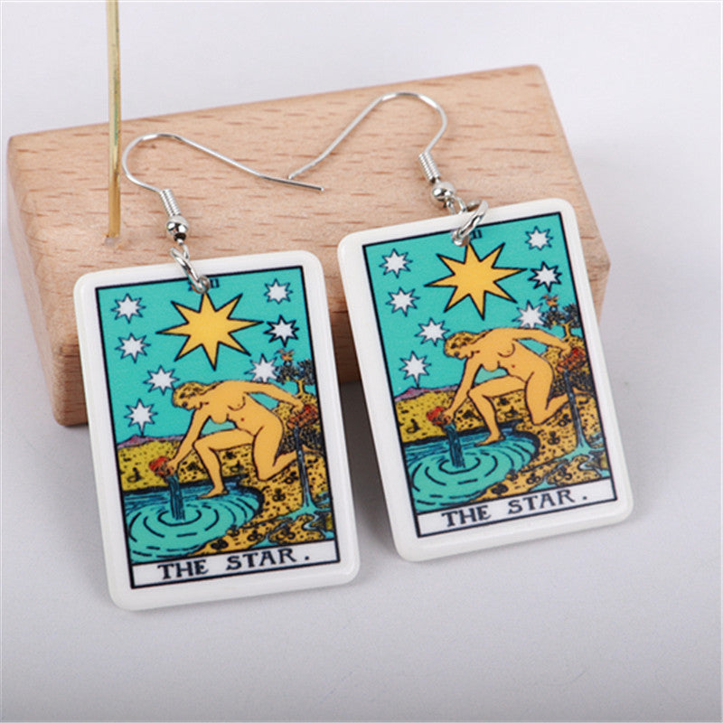 Acrylic Carroll Card Game Chess Card Earrings MIC-ChouD042