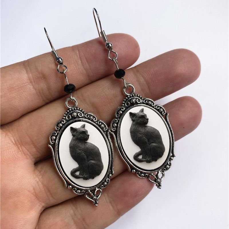 Alloy Black Cat Earrings MIC-AnM003