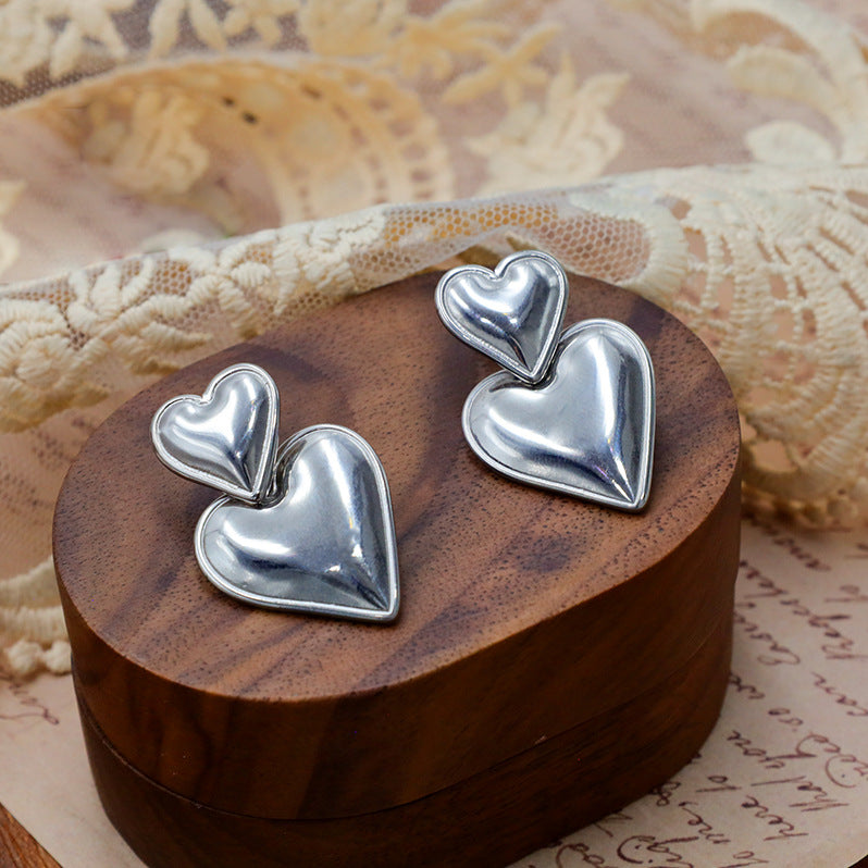 Titanium steel 18K heart-shaped smooth surface minimalist earrings MYA-XuanJ007