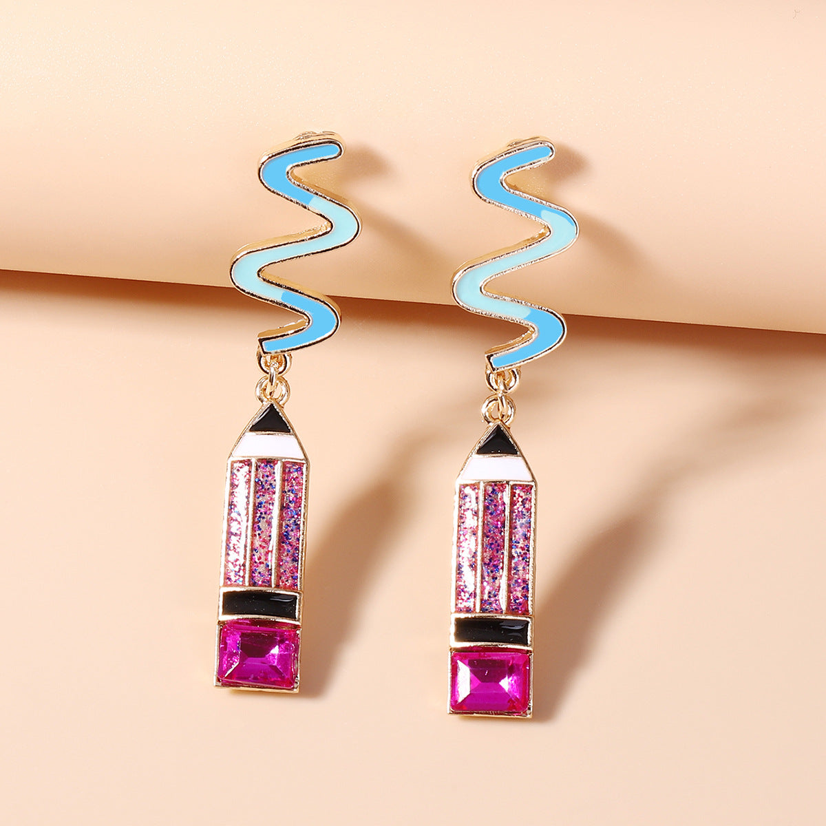 Alloy long colored diamond pencil earrings (Minimo de compra 2) MIC-YueL001