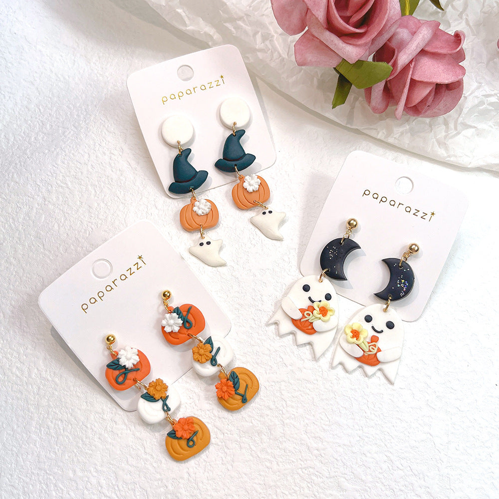 Acrylic Pumpkin Magic Hat Earrings  (Minimo de Compra 2) MYA-PingH023