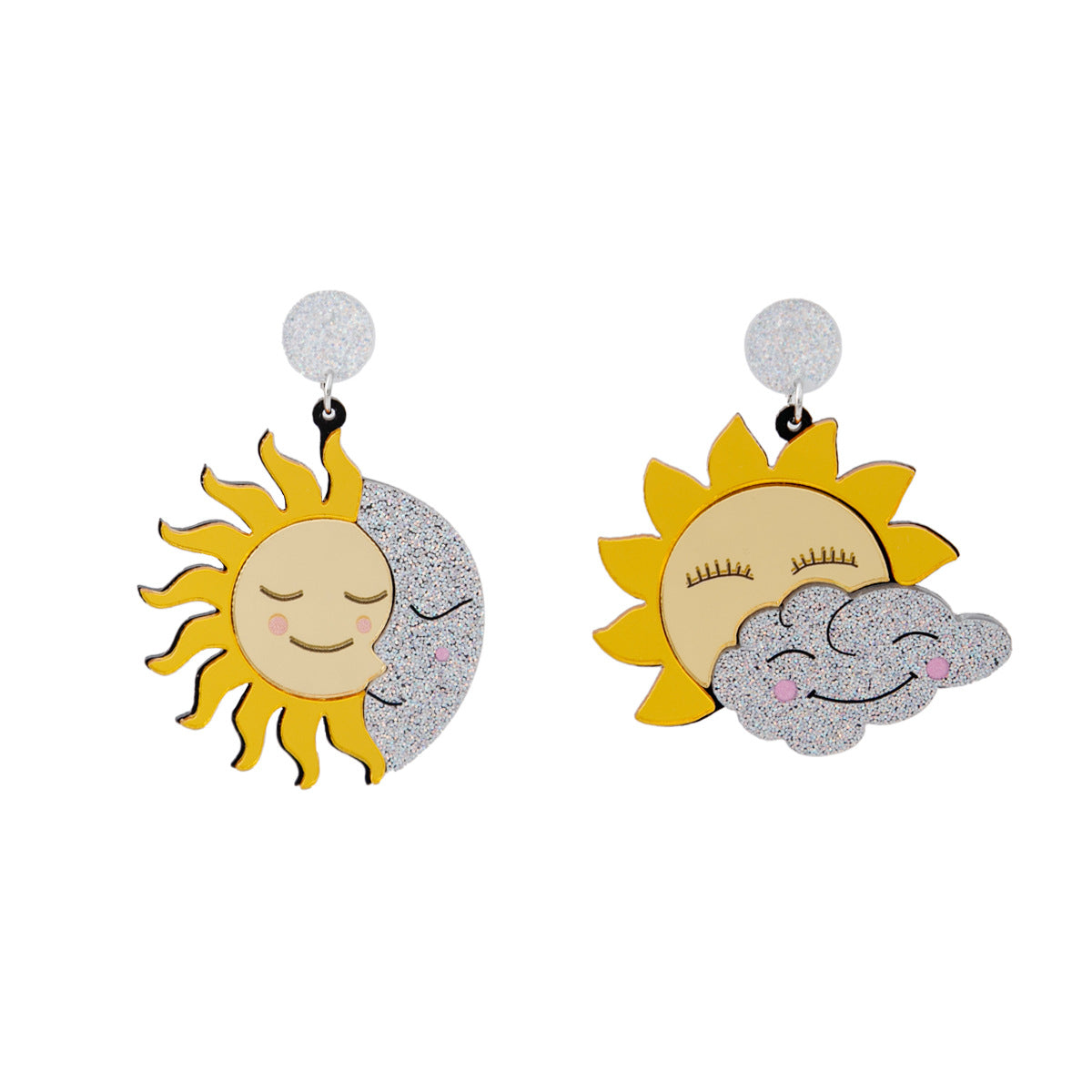 Acrylic smiley face sunflower earrings MIC-HongC022