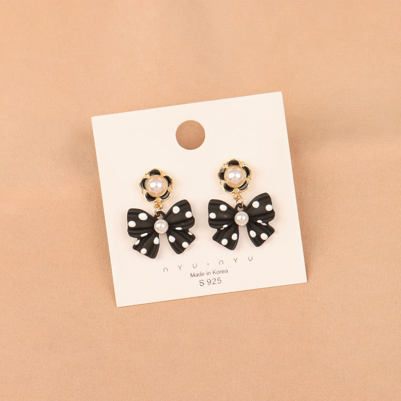 Alloy polka dot bow earringsMIC-LSY029