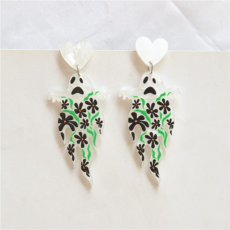 Acrylic Halloween Pumpkin Skull Earrings MIC-XieN052