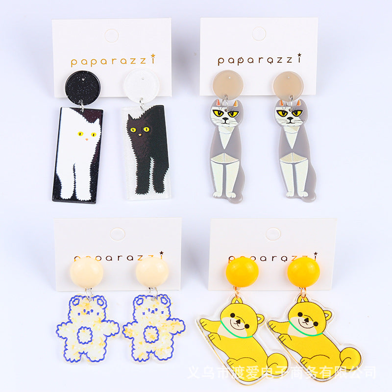 Acrylic cartoon cat puppy earrings MIC-DuAi003