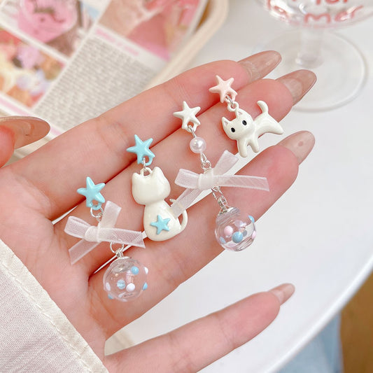 Alloy cat bubble ball earrings MIC-ShuangX049