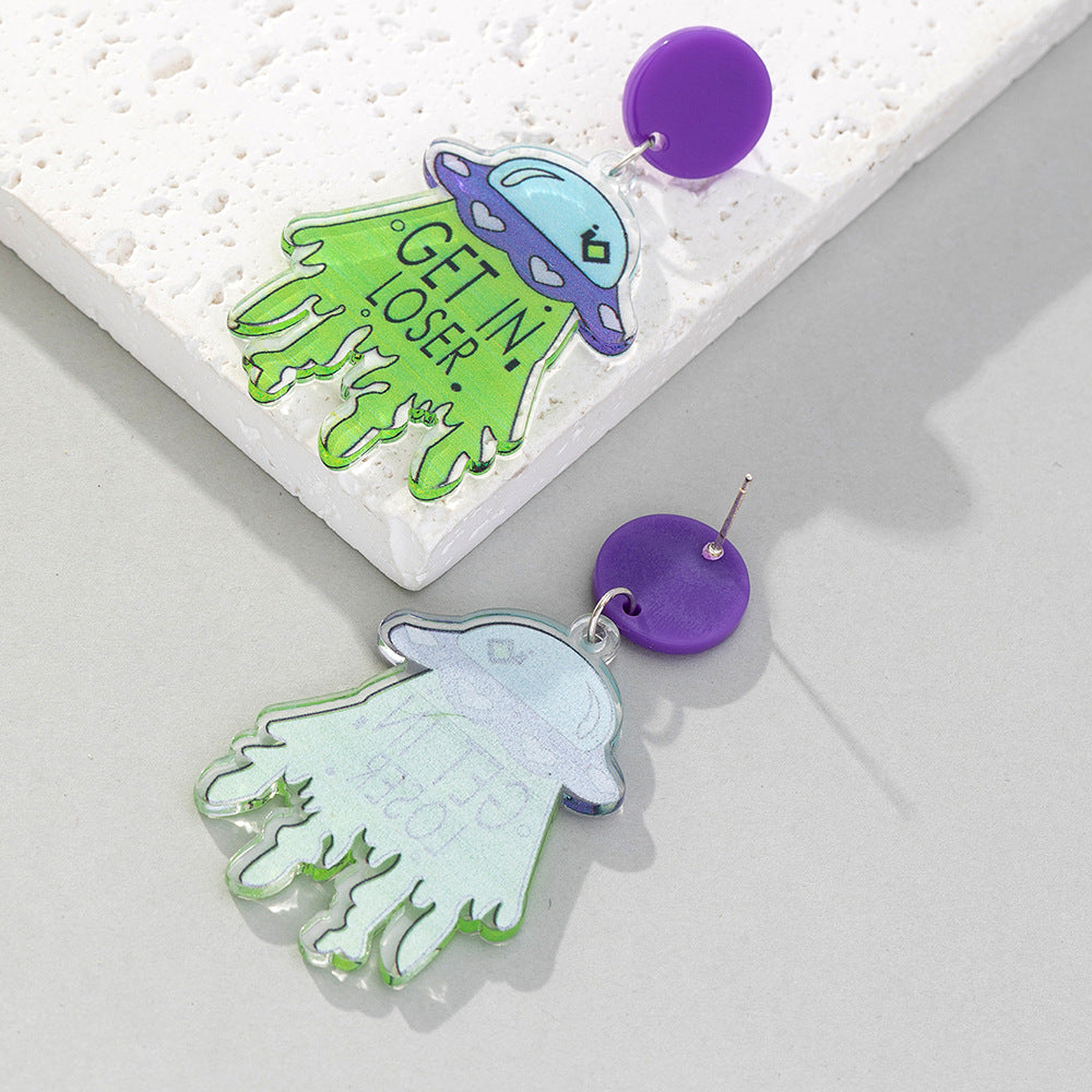 Acrylic Cute Alien Earrings (Minimo de Compra 2) MIC-BeiQ005