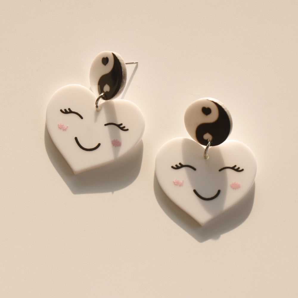 Alloy black and white heart-shaped skull earrings (Minimo de Compra 2) MIC-JuH056