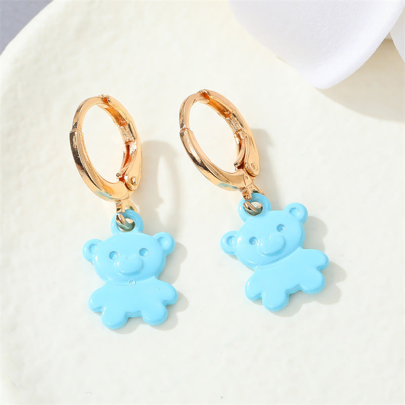 Acrylic candy colored cartoon bear earrings (Minimo de Compra 3) MIC-JueJ007