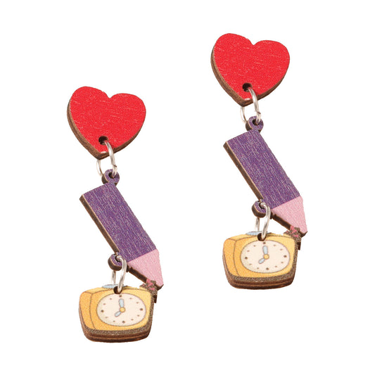 Alloy wooden heart earrings (Minimo de compra 2) MIC-YueL002