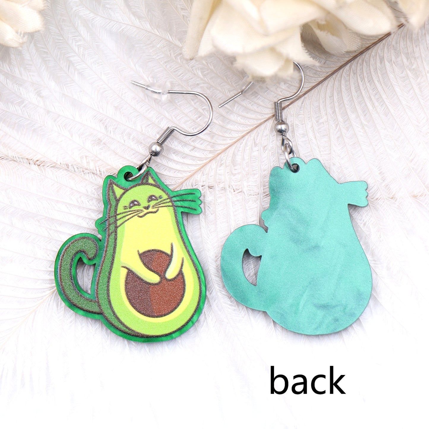 Alloy acrylic cat avocado earrings (Minimo de compra 5) MIC-XiaoY085