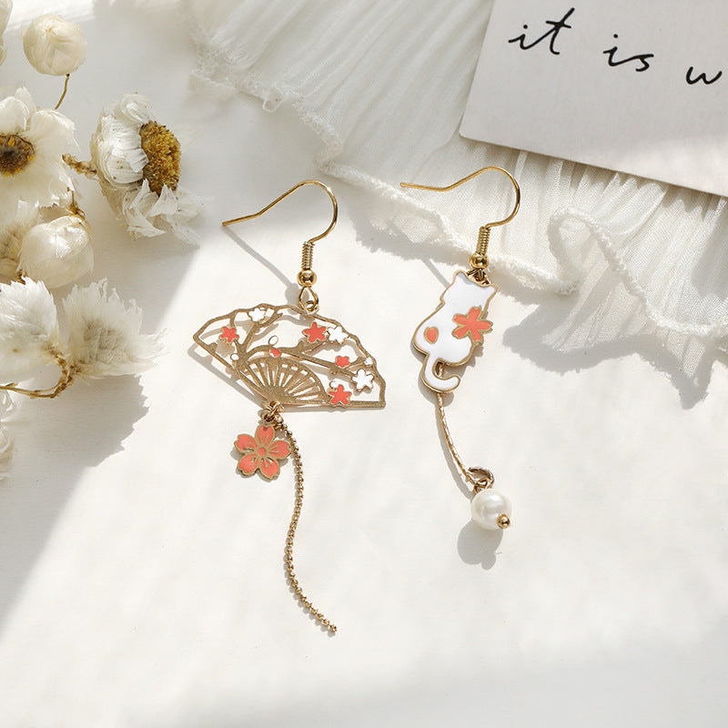 Alloy cat flower earrings MIC-GangM002