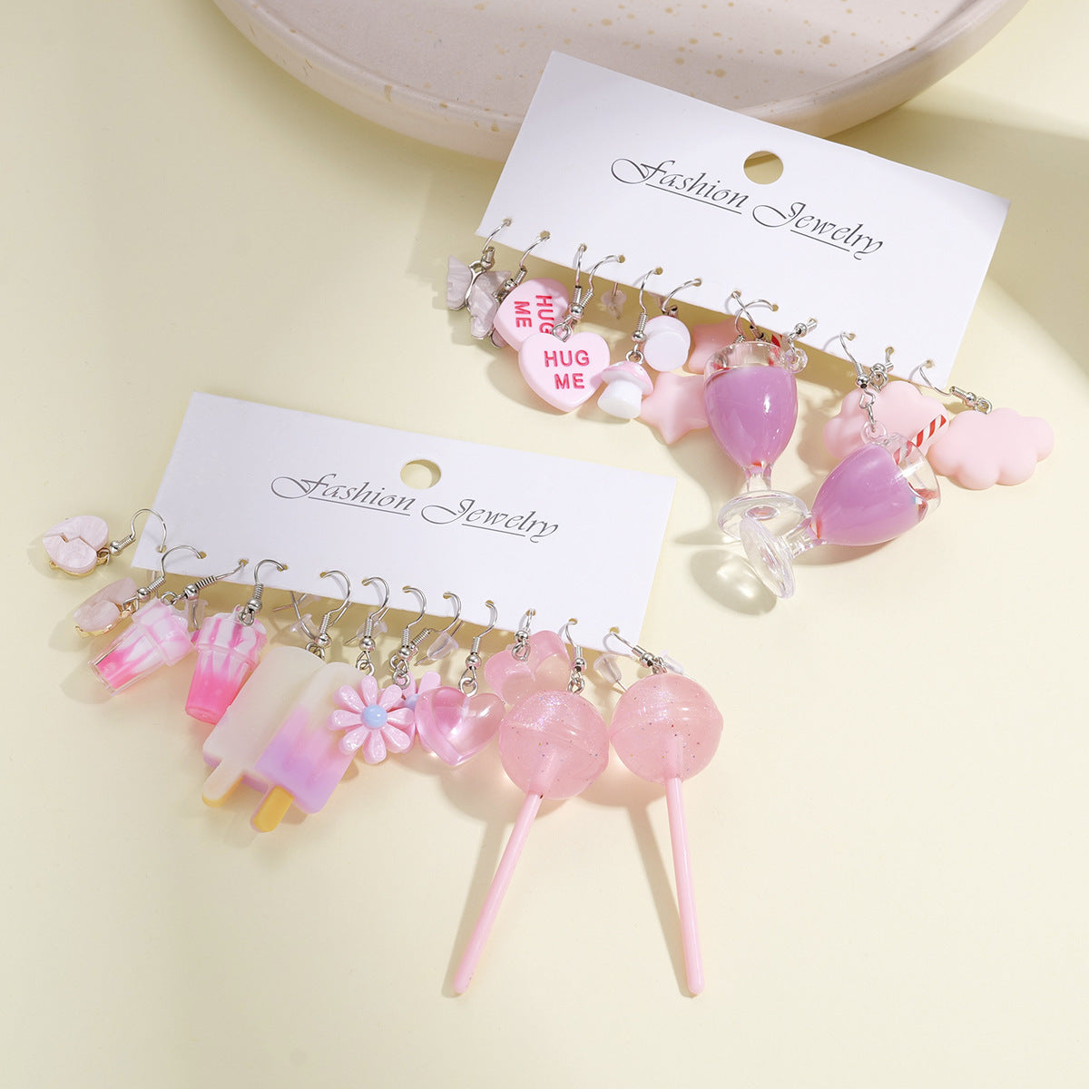 Alloy pink butterfly lollipop earrings MYA-XiaoY083