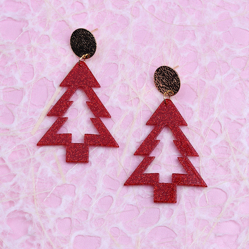 Acrylic Christmas personalized hollow out earrings MIC-DuA073