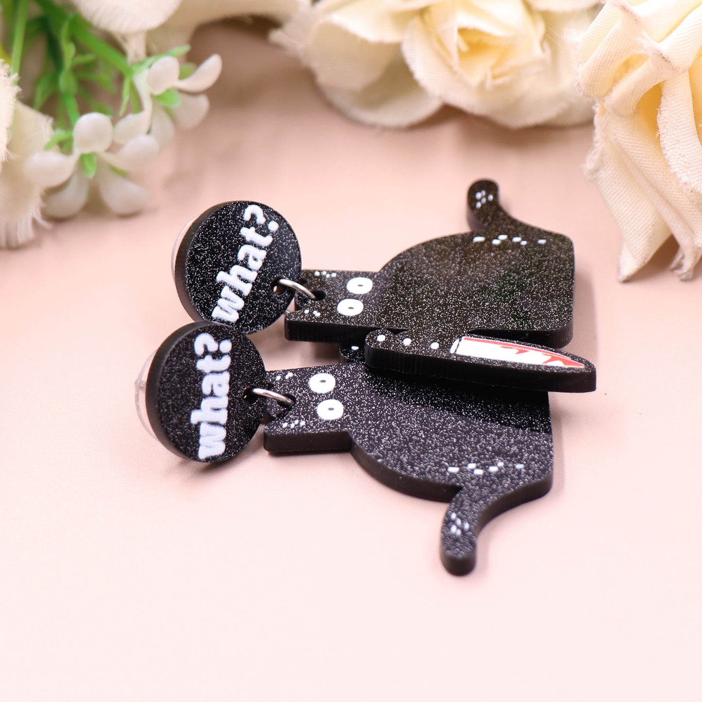 Acrylic Halloween Black Cat Earrings (Minimo de compra 5) MIC-XiaoY049