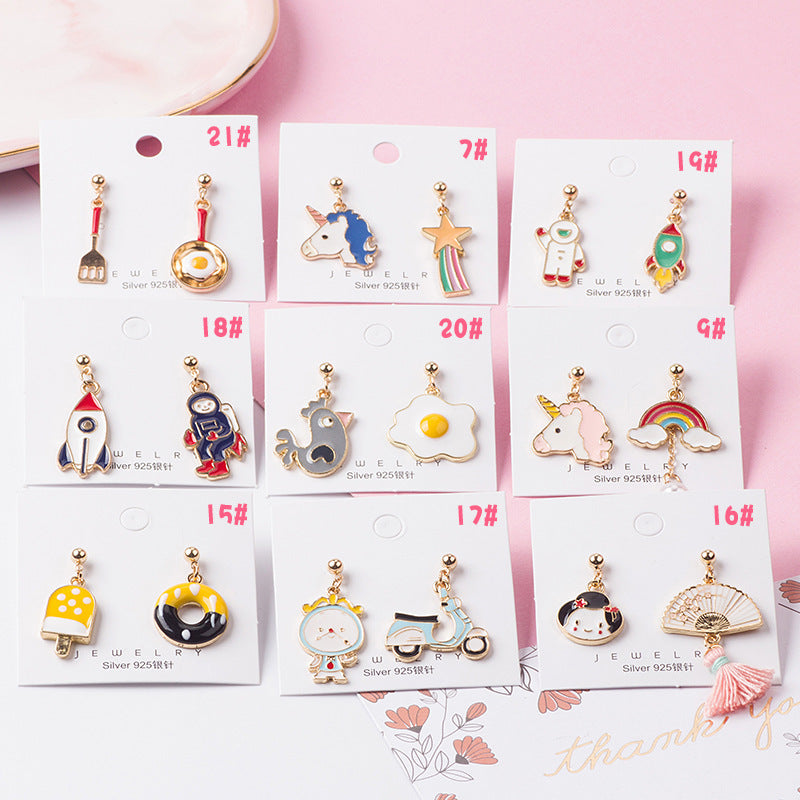 Asymmetric cartoon alloy earrings (Minimo de Compra 3) MIC-HongC019