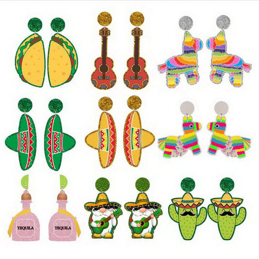 Acrylic Sandwich Guitar Earrings MYA-XueP077