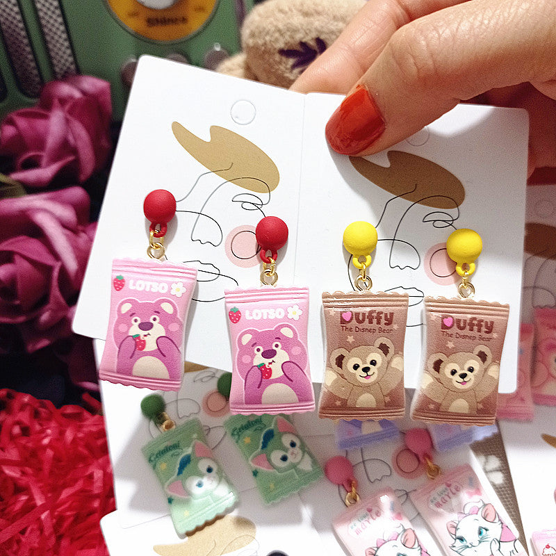 Mini Simulation Candy Silver Earrings Cartoon XingJ010