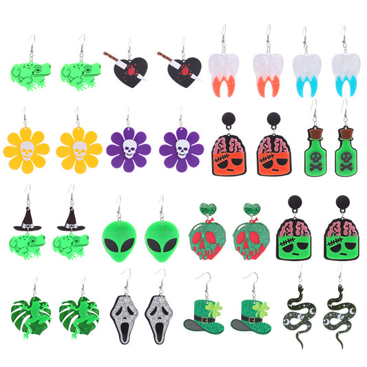 Acrylic New Skull Teeth Earrings (Minimo de Compra 2) MIC-ChouT036