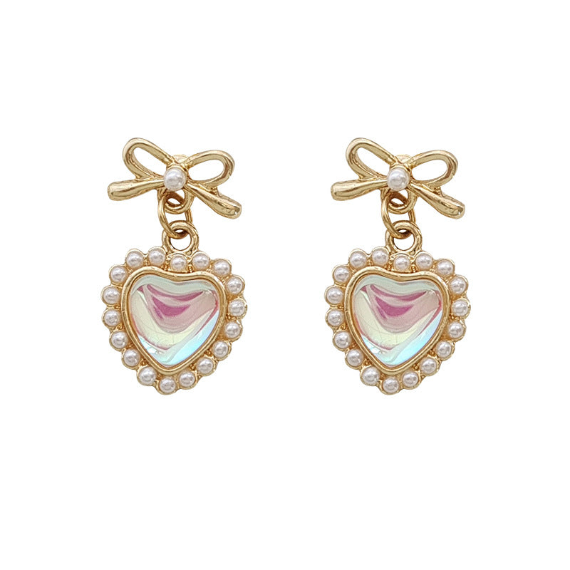 Alloy bow heart earrings (Minimo de compra 2) MYA-YBY013