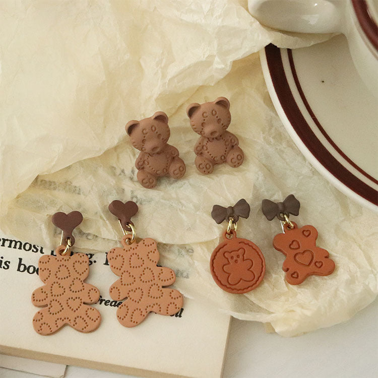 Acrylic Love Bow Little Bear Earrings MIC-QingJ017