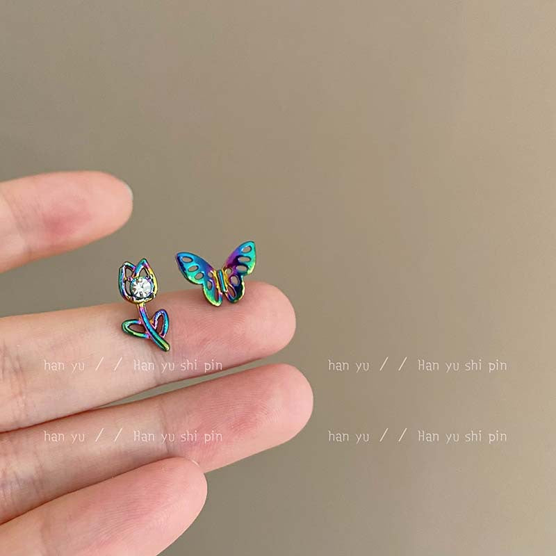 Alloy Colorful Tulip Butterfly Earrings (Minimo de Compra 2) MIC-HanY025