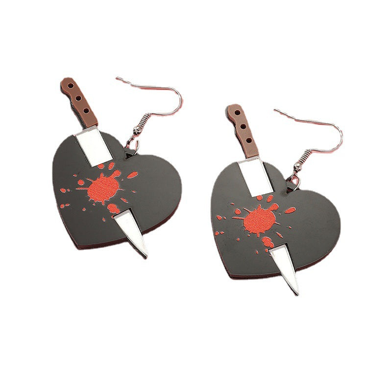 Acrylic Dark Dagger Bleeding Love Earrings MIC-KaiQ018