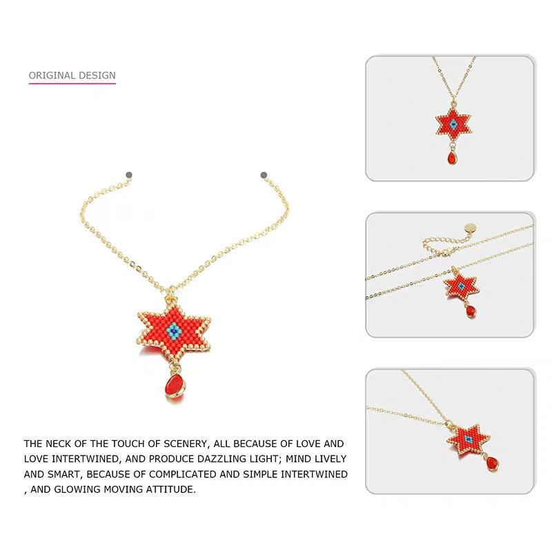 Necklaces Stainless Steel Rice Beads Miyuki Star Pattern Minimo de compra 2 GSMIC004