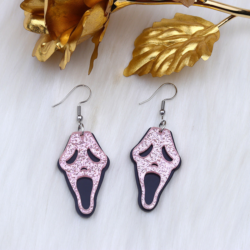 Acrylic Halloween Pumpkin Bat Earrings (Minimo de Compra 2) MIC-DuA045