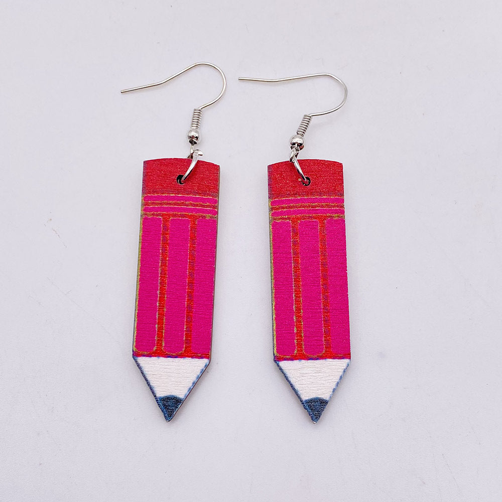 Alloy student wooden earrings MIC-ChenY008