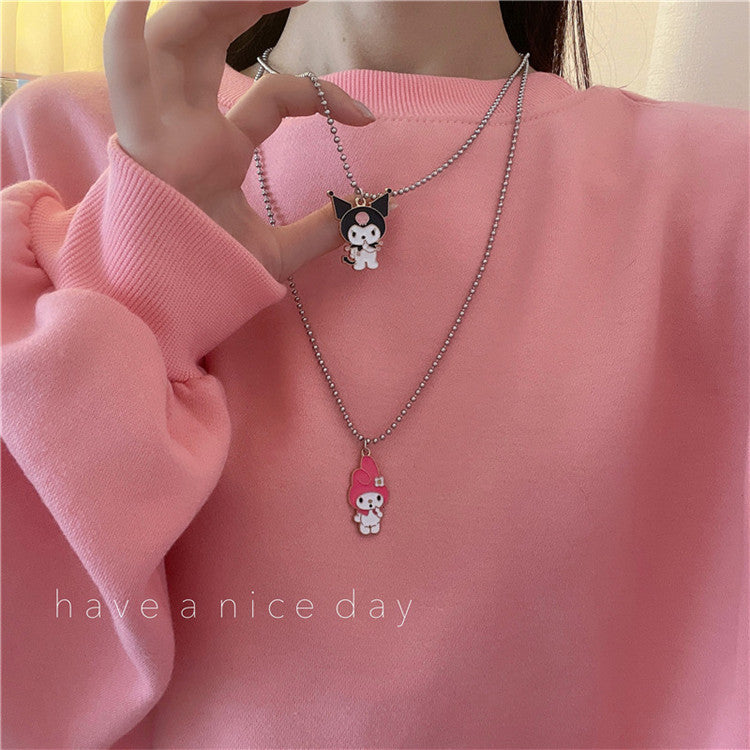 Necklaces Stainless Steel Round Bead Couple Necklaces New Cute Cartoon (M) Xinx002