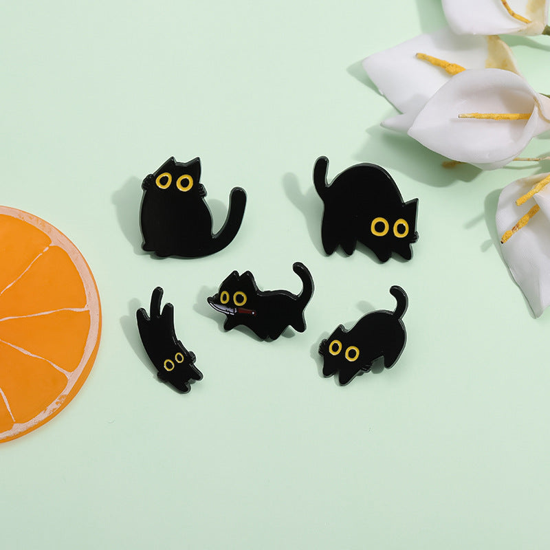 Alloy cute black cat brooch MIC-ZhuoB018