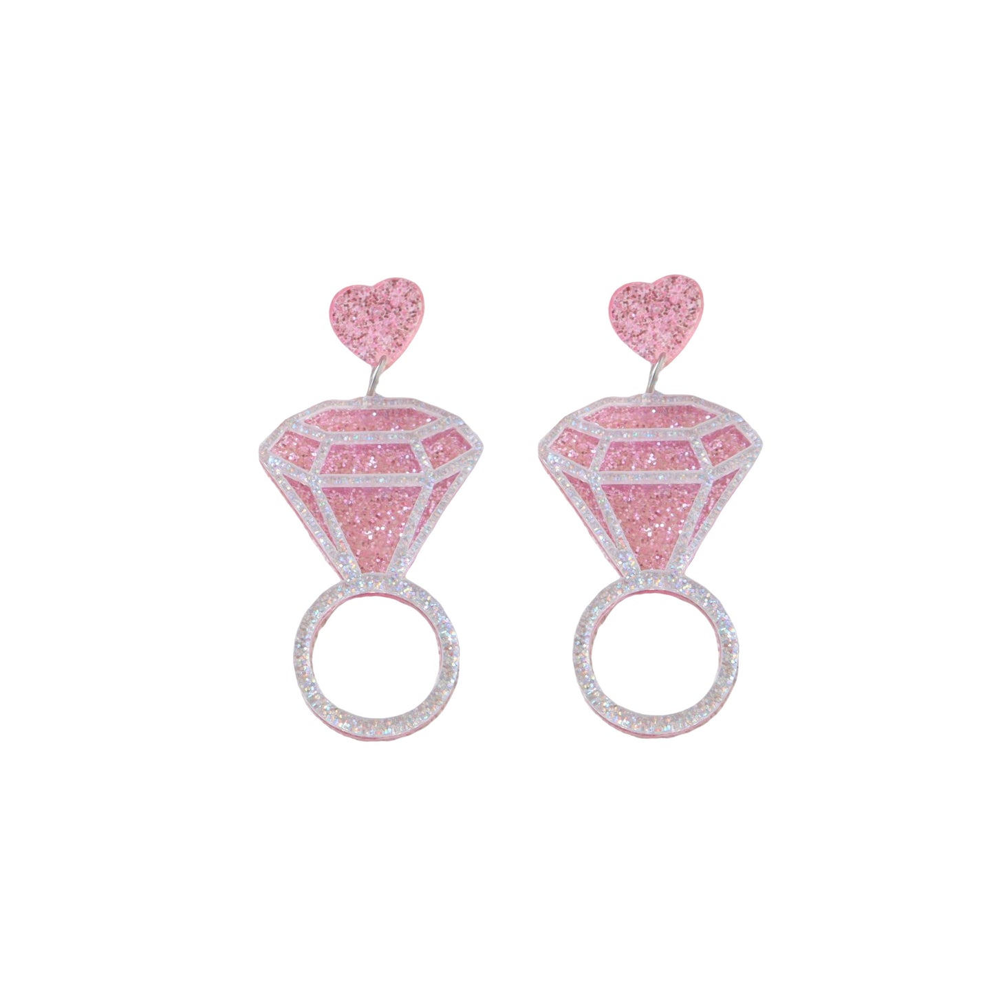 Alloy acrylic pink diamond ring earrings MIC-OuG118