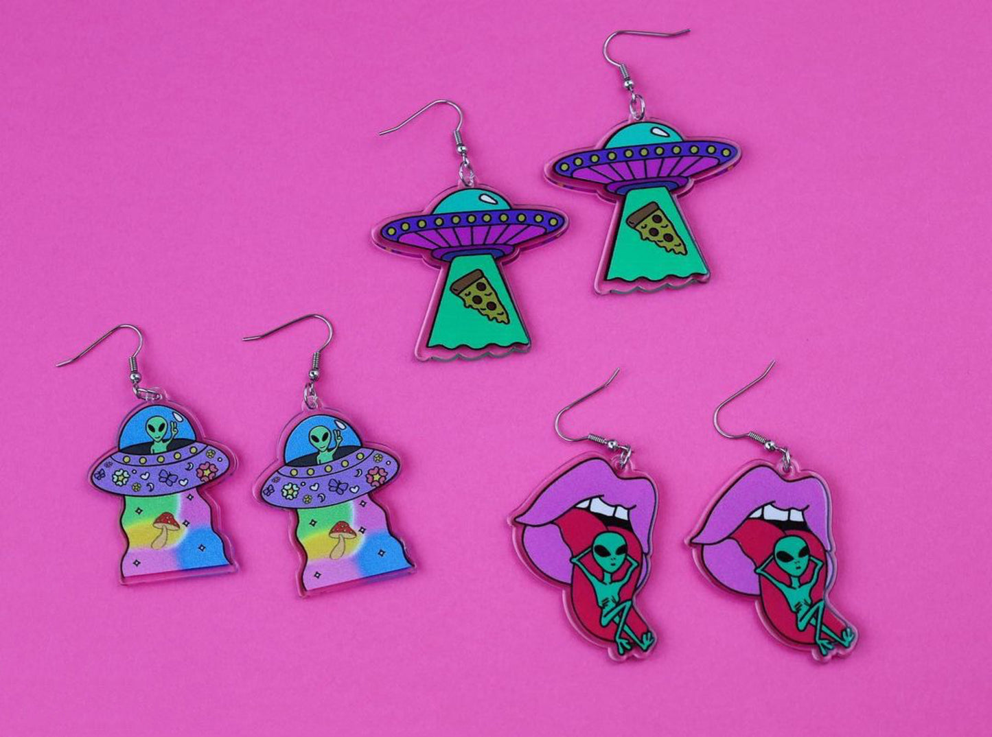 Resin Spaceman UFO Earrings MIC-YuX005