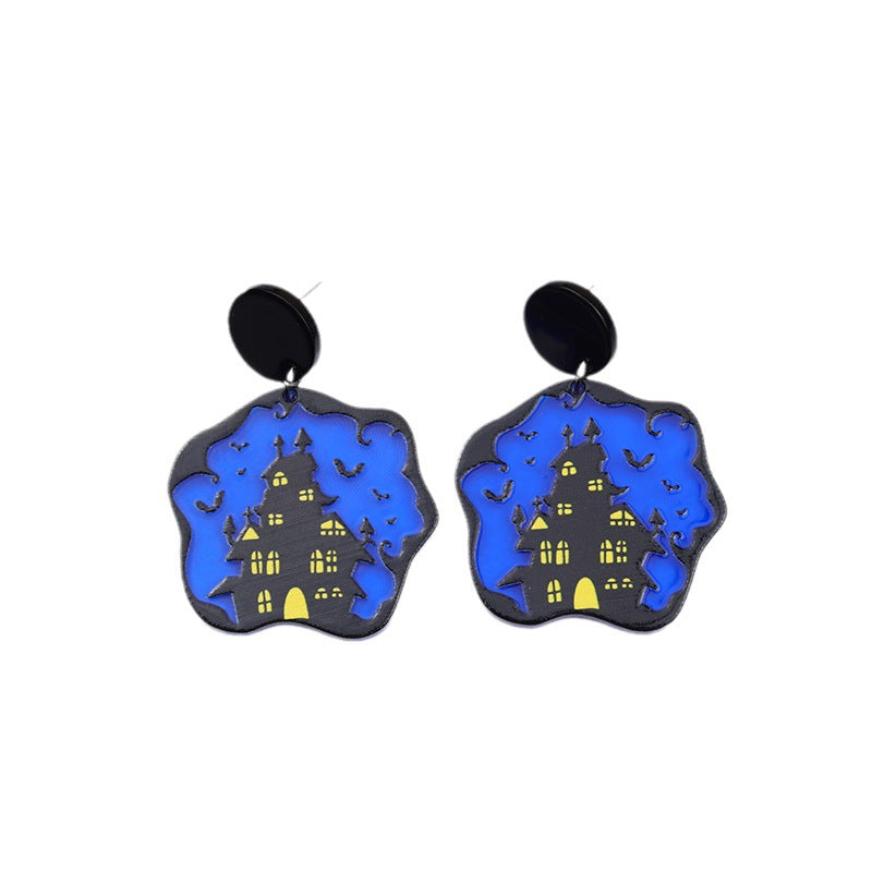 Acrylic Halloween Pumpkin Witch Earrings (Minimo de Compra 2) MYA-DuA023