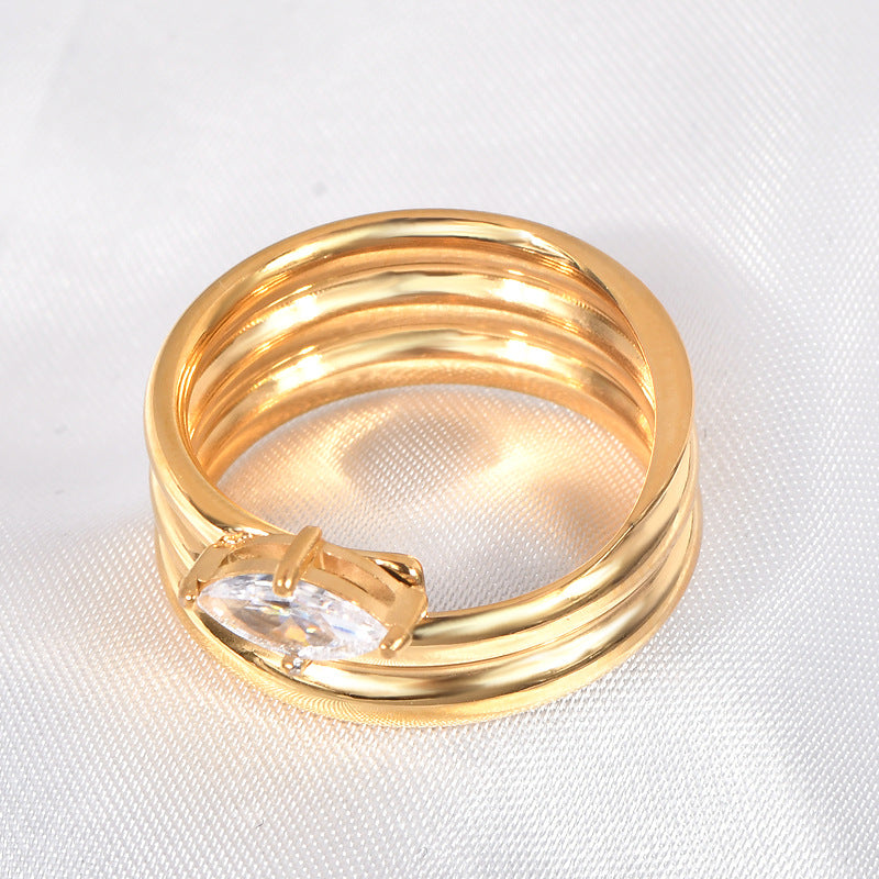 Stainless steel gold-plated multi-layer circle zircon ring MYA-YHZX006