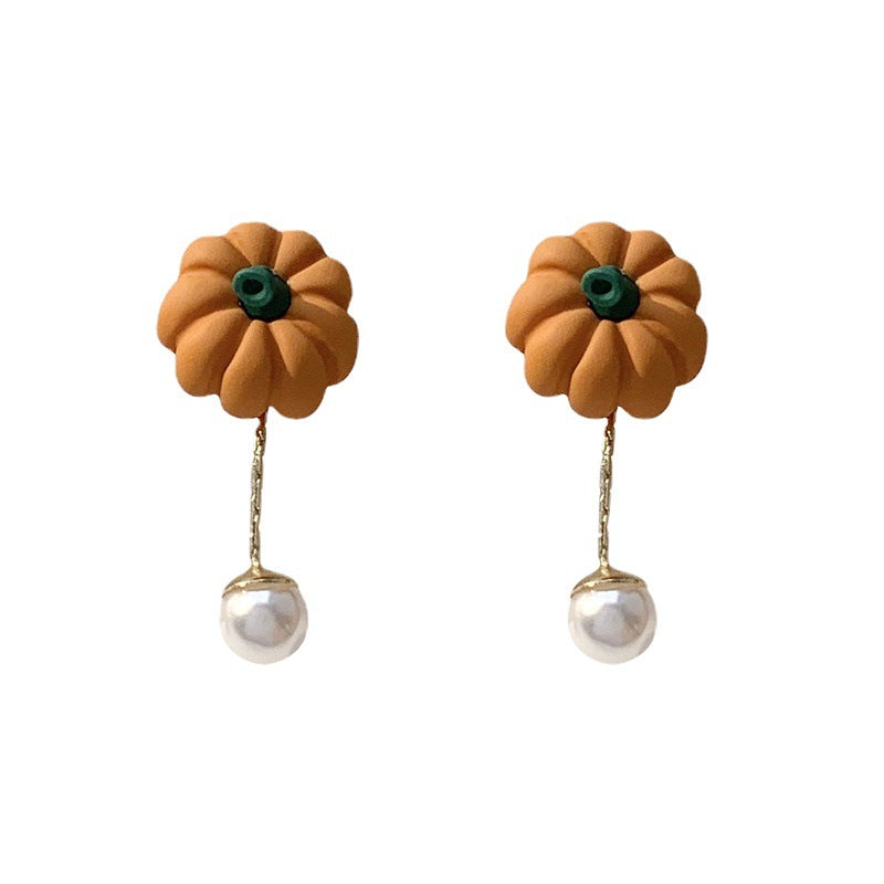 Alloy pumpkin pearl earrings (Minimo de compra 2) MIC-BiShang003