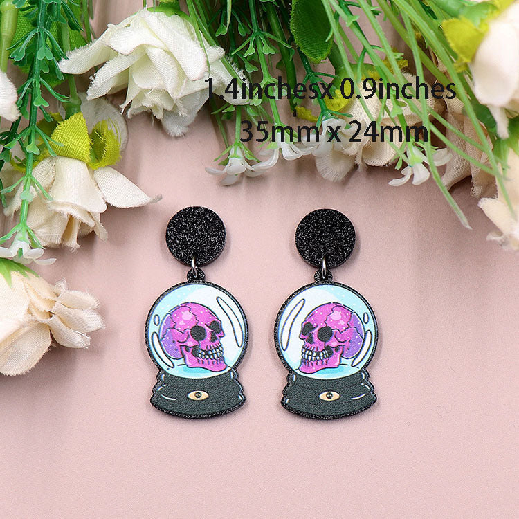 Acrylic Halloween Skull Earstuds (Minimo de compra 5) MIC-XiaoY042