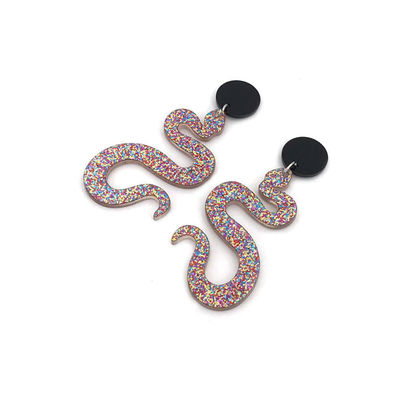 Acrylic Pastel Long Snake Earrings MIC-QiuG006