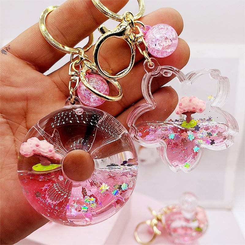 PVC cartoon cherry blossom tree oil keychain MIC-DMF005