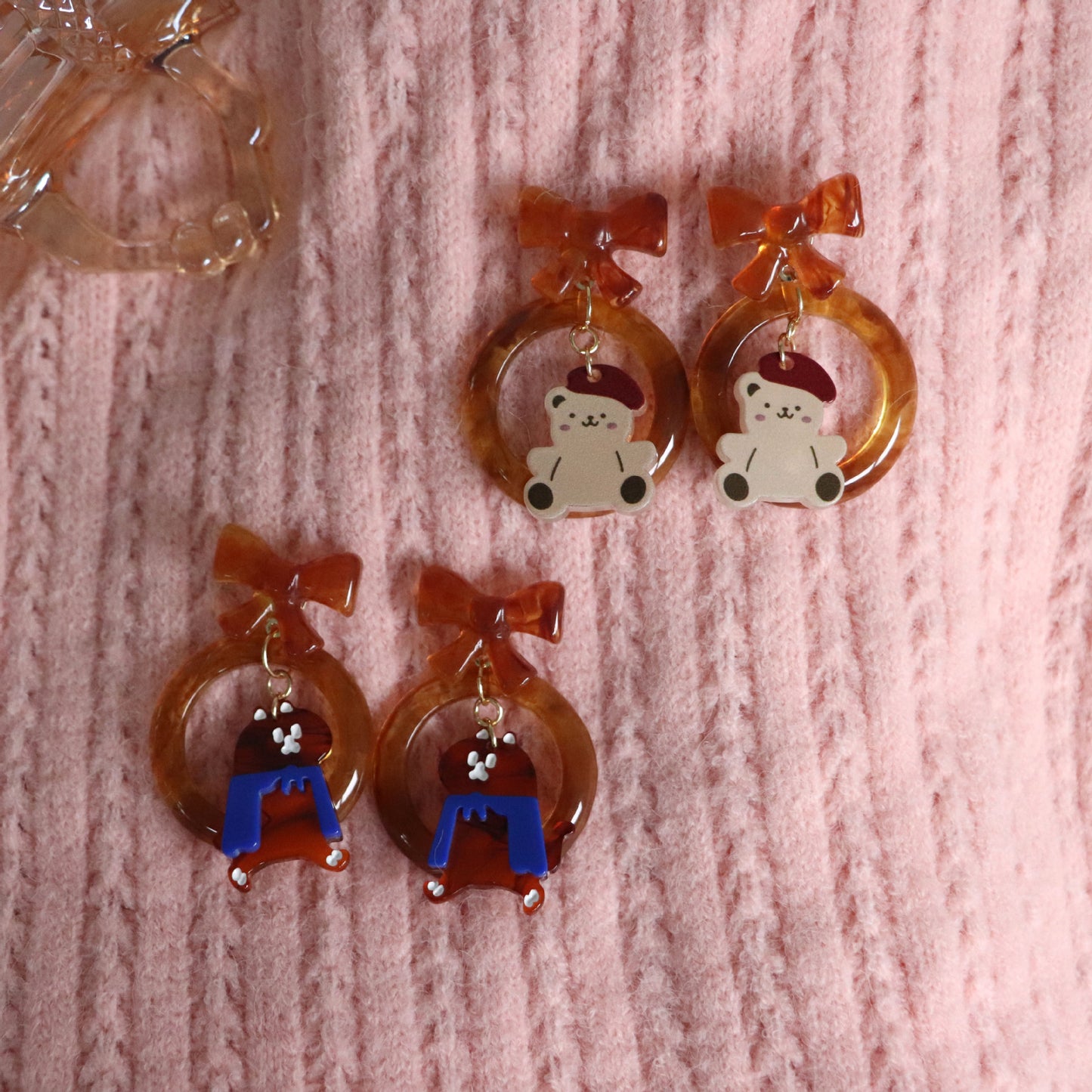 Acrylic cartoon bear cat earrings MIC-QingJ026